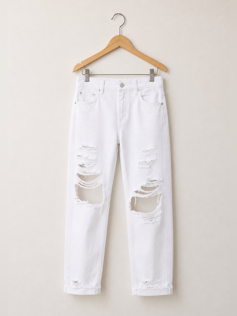 Pistola Presley High Rise Relaxed Roller in Eternal Destructed White Jeans 29